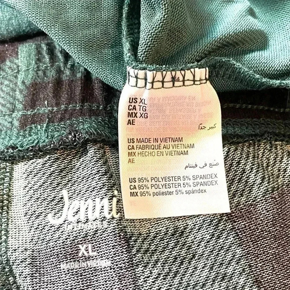 Jenni Womens Size XL Pajama Set Junebug Green Black Soft Fleece Open Package NEW - Picture 2 of 3